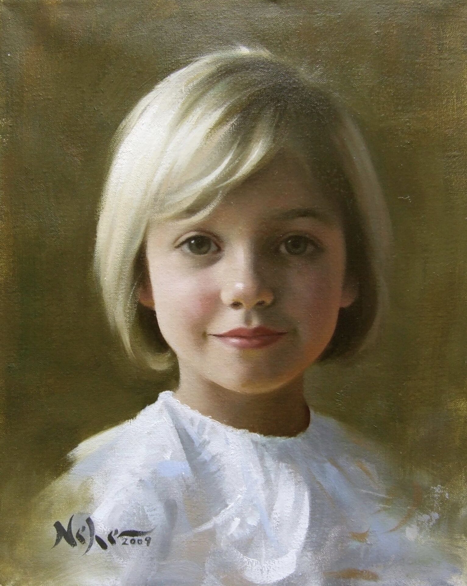 A portrait painting of a young girl