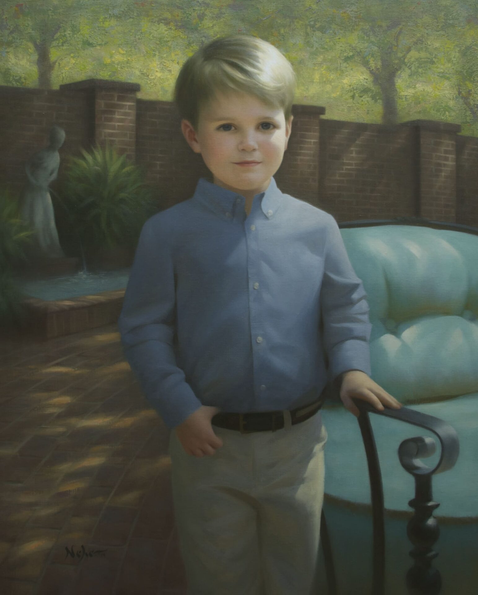 A young boy’s portrait painting