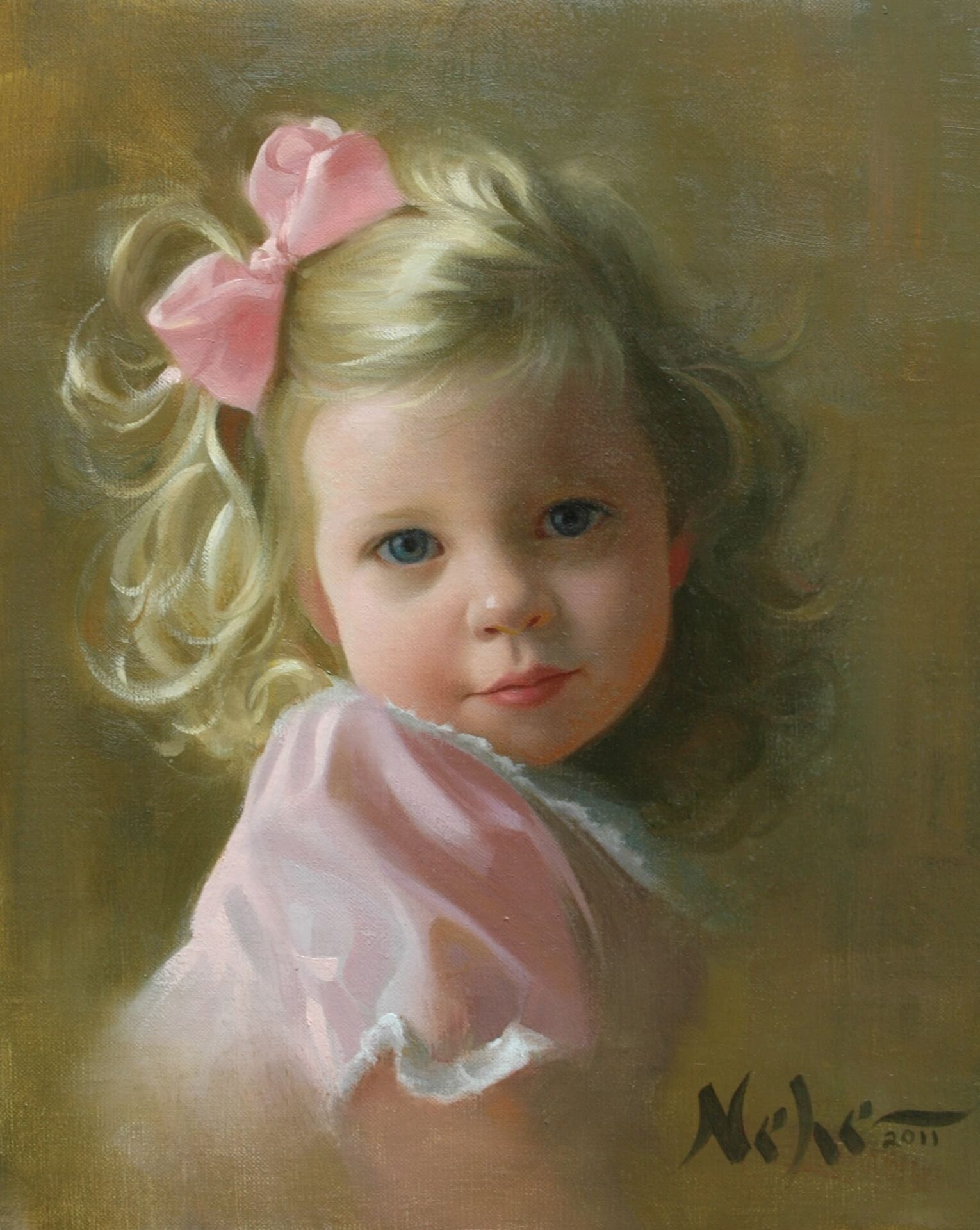 A young girl in pink